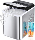 Countertop Nugget Ice Maker, Ready in 8 Mins, 35lbs/24H, Self‑Cleaning Portable Sonic Ice Machine with Ice Scoop & Basket, Chewable Pellet Ice for Home Party RV Camping