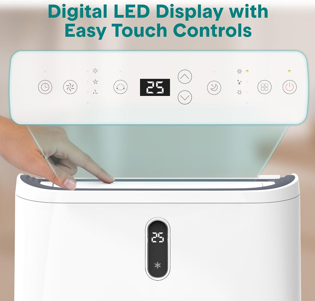 12,000 BTU 3-in-1 Smart Portable Air Conditioner with WiFi — Cooling, Fan & Dehumidifier, 24hr Timer, Remote Control, Window Kit