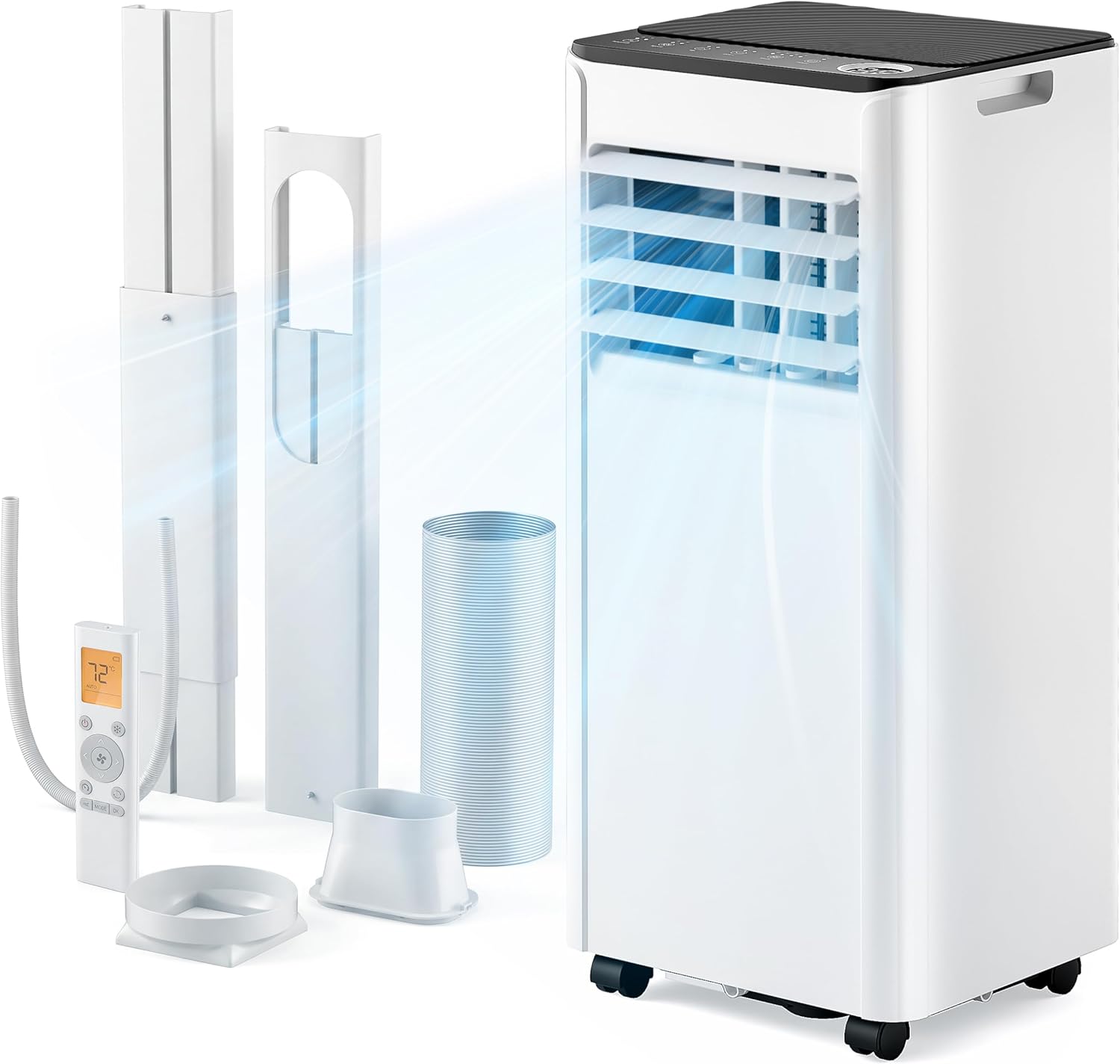9,000 BTU 4-in-1 Portable Air Conditioner — Cooling, Dehumidifier, Fan & Sleep Mode, 20m² Coverage, Digital Display, 24hr Timer, Window Kit