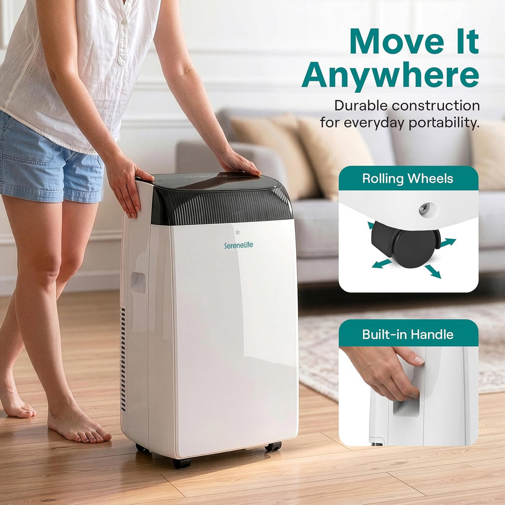 12,000 BTU Smart 3-in-1 Portable Air Conditioner with WiFi — Cooling, Fan & Dehumidifier, Self-Evaporating, Sleep Mode, 24hr Timer, Remote Control