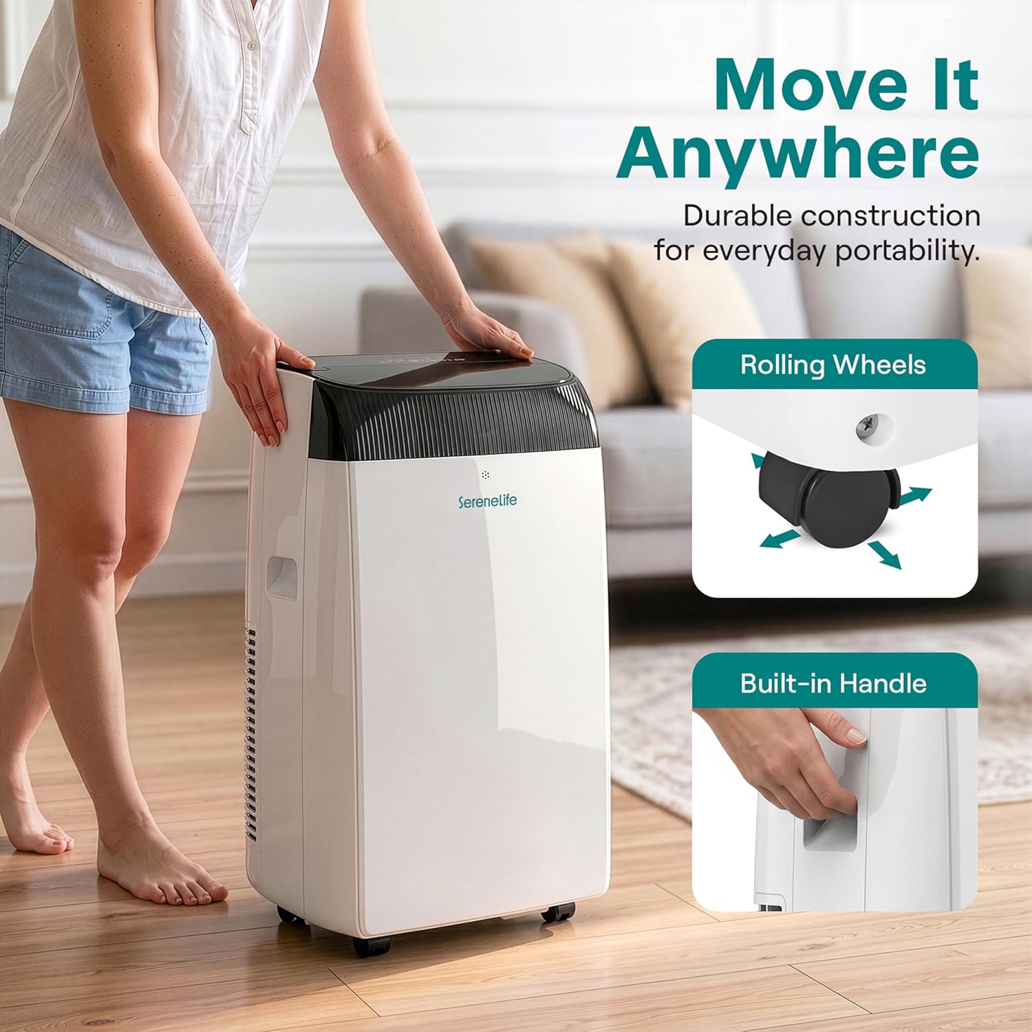 12,000 BTU Smart 3-in-1 Portable Air Conditioner with WiFi — Cooling, Fan & Dehumidifier, Self-Evaporating, Sleep Mode, 24hr Timer, Remote Control