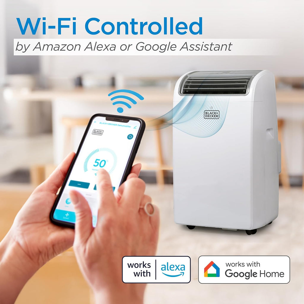 14,000 BTU Smart 3-in-1 Portable Air Conditioner — Cooling, Fan & Dehumidifier, Follow-Me Remote, 24hr Timer, Window Kit Included