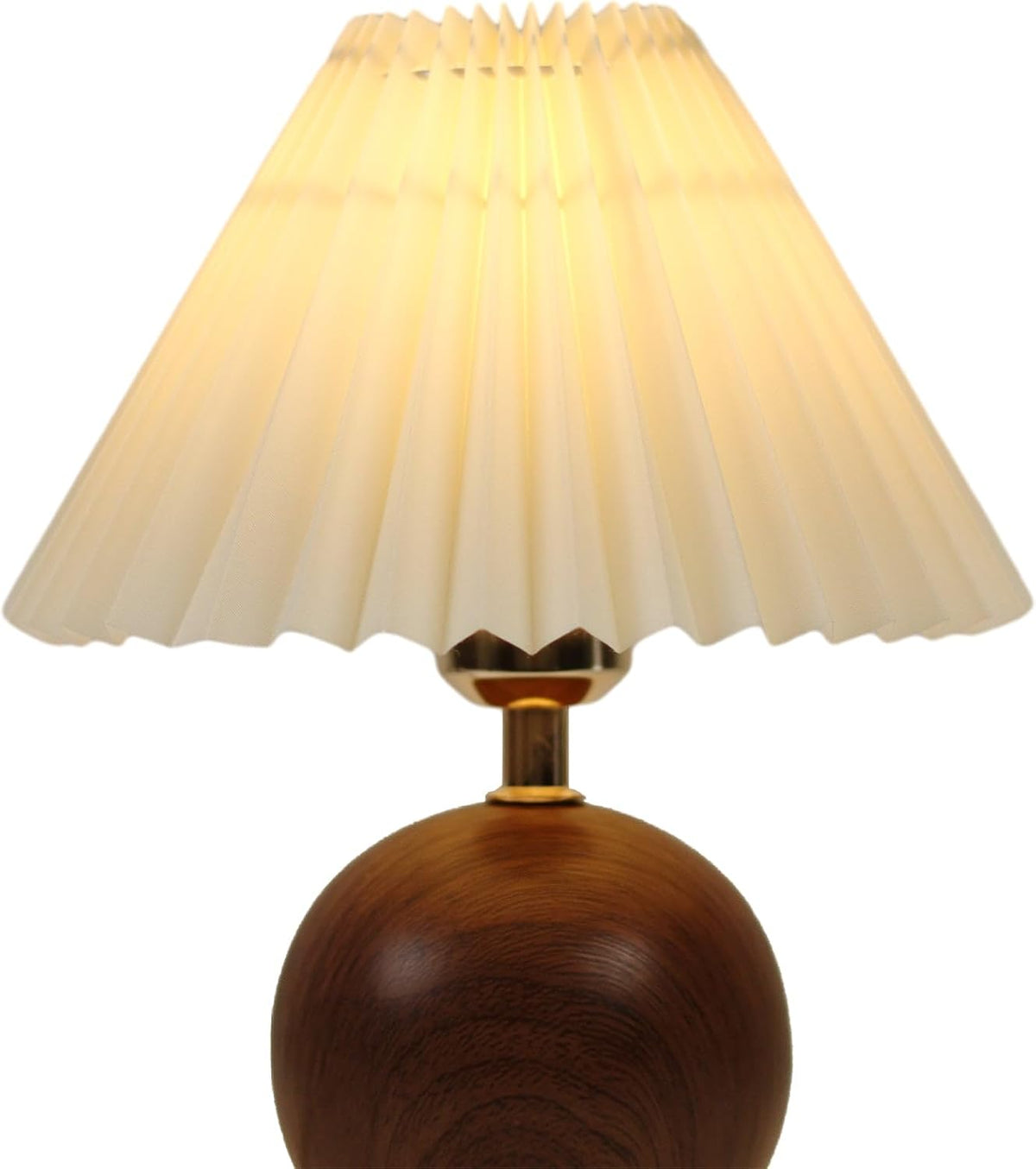 Luminiq Ceramic Globe Table Lamp – Walnut Base, Beige Shade