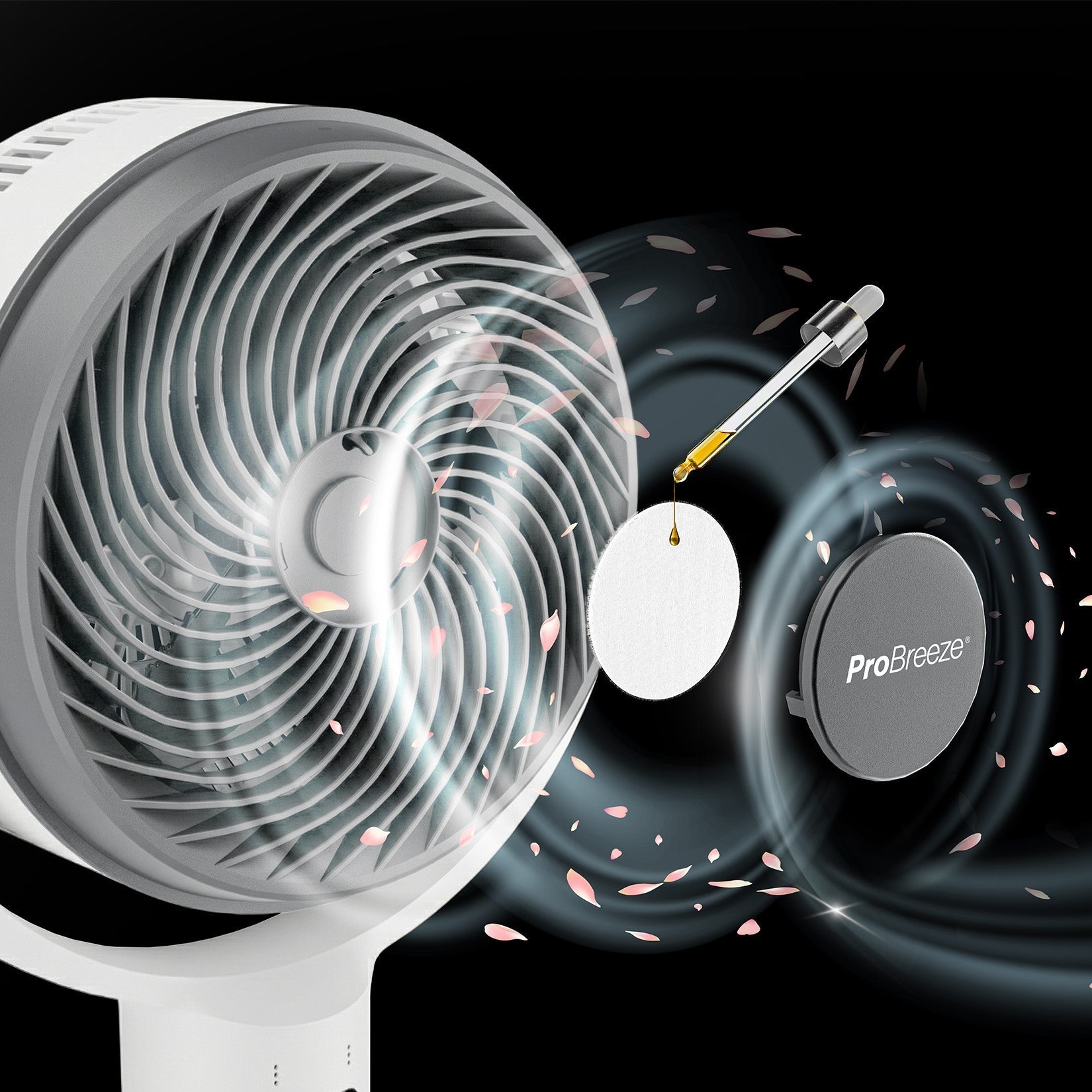 AirFlo™ 43" Smart Hybrid Pedestal Fan - Ultra-Quiet Air Circulator - White/Grey