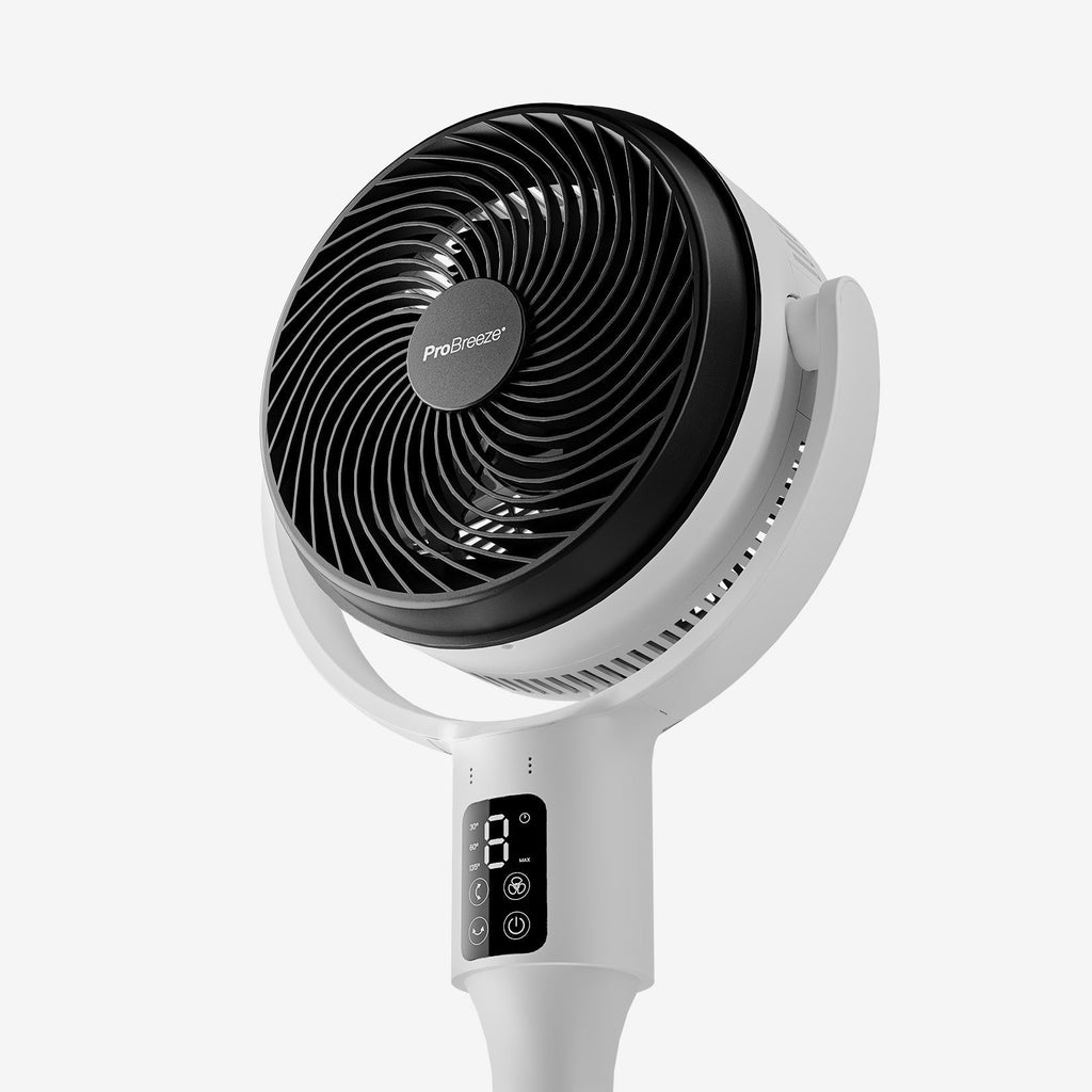 AirFlo™ 43" Hybrid Pedestal Fan - Ultra-Quiet Air Circulator - White/Black