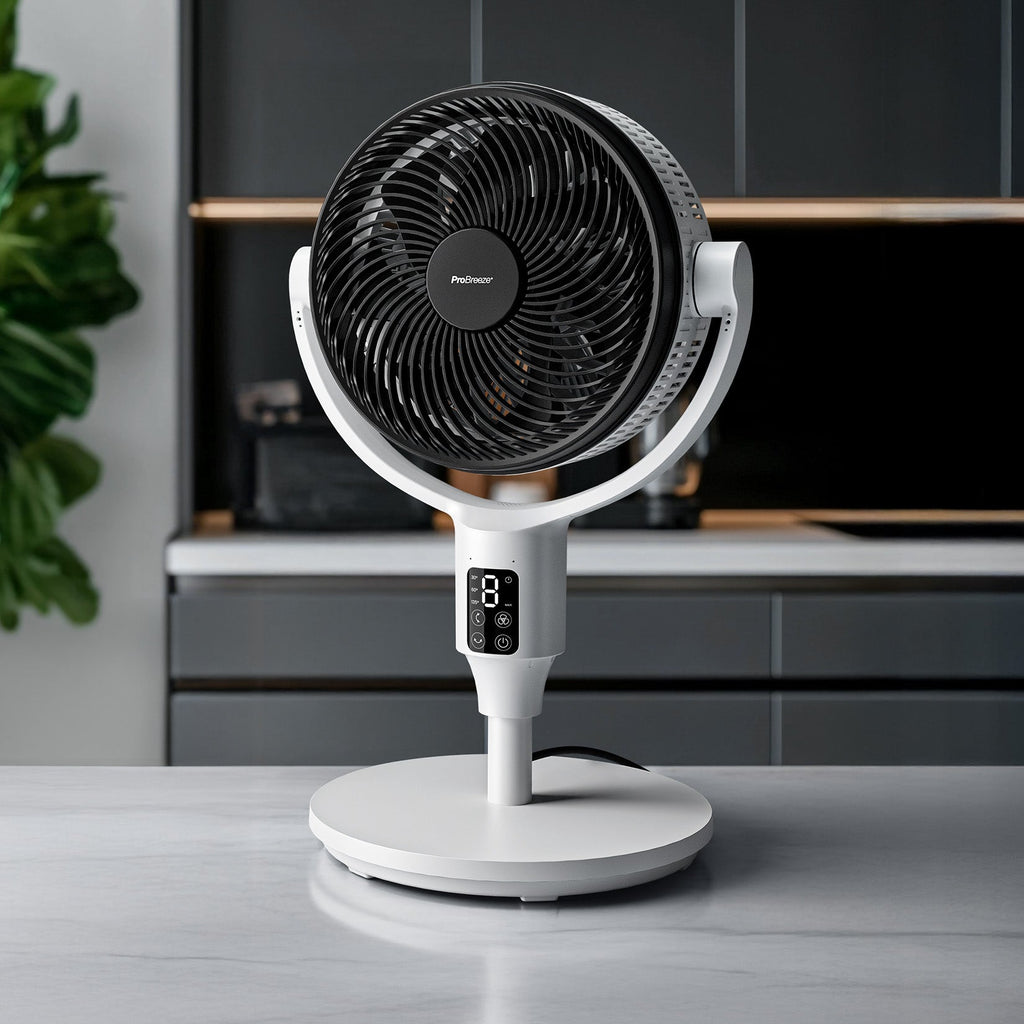 AirFlo Plus™ 44" Hybrid Pedestal Fan - Ultra-Quiet Air Circulator - White/Black
