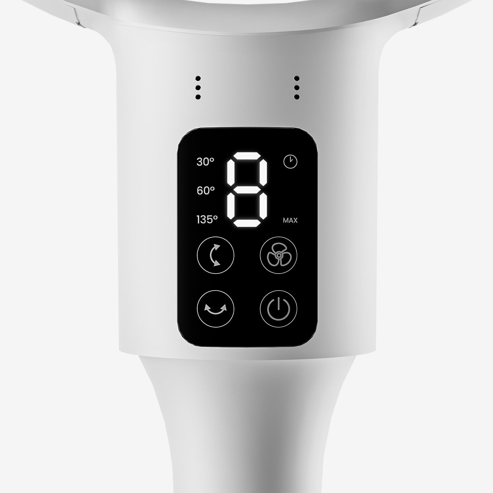 AirFlo Plus™ 44" Smart Hybrid Pedestal Fan - Ultra-Quiet Air Circulator - White/Black