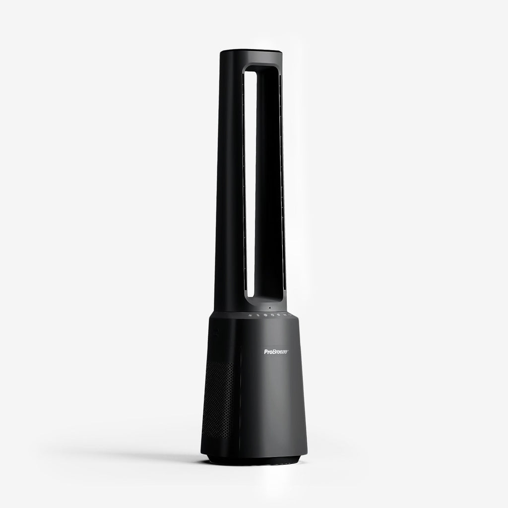 OmniAir 41" Premium Bladeless Tower Fan and Air Purifier with Smart App Control - Black